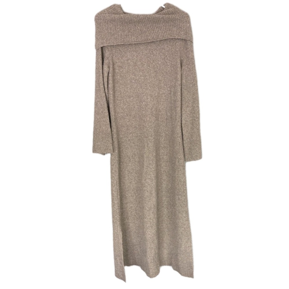 Soft Surroundings Frances Maxi Dress Women M Lght Brown Off Shoulder Sweater NWT